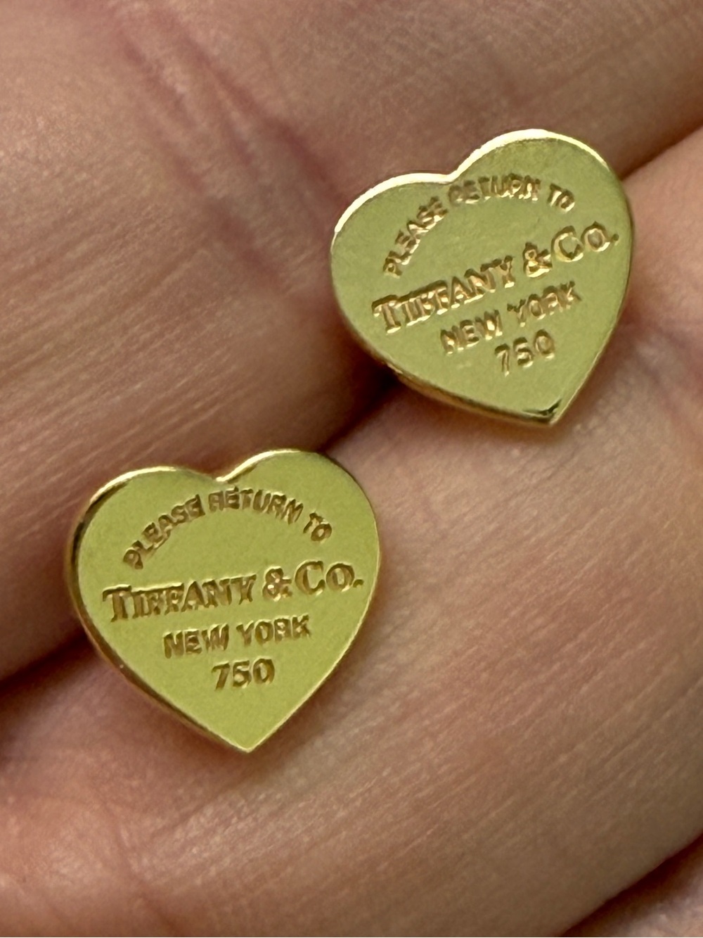 Tiffany & Co. Gold Heart Earrings +certificate of authenticity